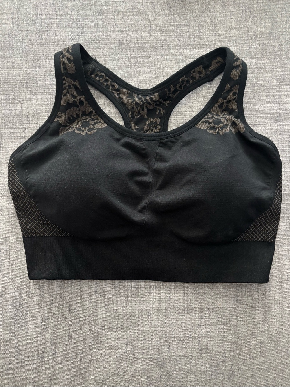 Soma Sport Seamless Keyhole Racerback Bra Black Pattern XL NWT